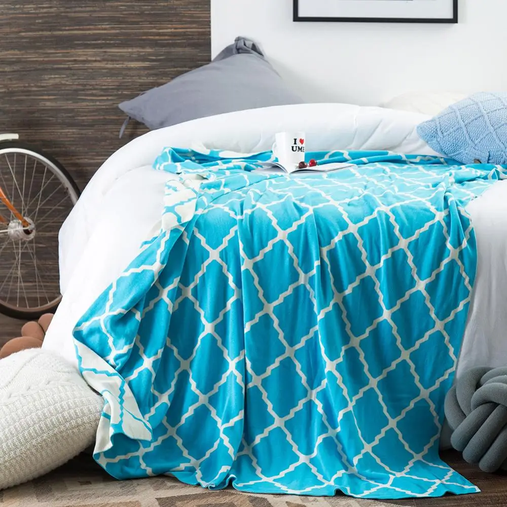 Скандинавское одеяло, супер мягкий хлопок, покрывало для дивана, одеяло, подходит для весны и осени CK25 - Цвет: blue