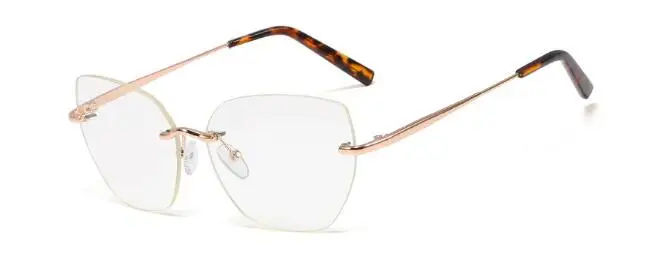 C1 rose gold Модные прозрачные очки без оправы для женщин и мужчин, прозрачные линзы, очки с металлической оправой, роскошные Брендовые очки унисекс, обычные очки - Цвет оправы: C1 rose gold