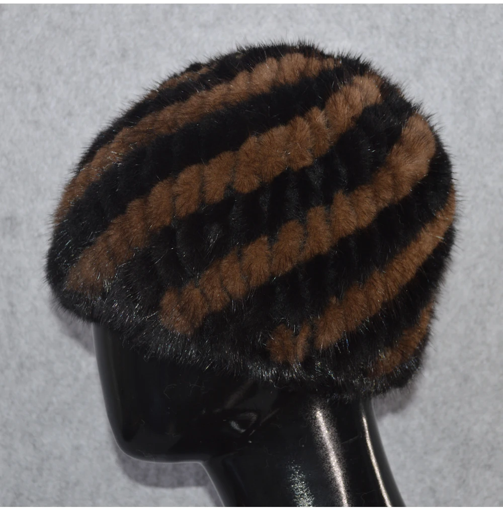 Новинка, зимние женские шапки из натурального меха норки, вязаная шапка ручной работы, шапка из натурального меха норки, хорошее эластичное качество, шапка из меха норки