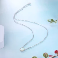 925 Sterling Silver Round Opal Necklaces Simple Women Chain Necklaces Female Anniversary Gifts Silver 925 Jewelry (Lam Hub Fong) - Image 4