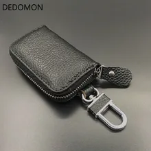 Натуральная кожа кожаный брелок для ключей, брелок для ключей для мужчин Организатор ключей экономки Для женщин брелок чехлы кейс на молнии сумка бумажник кошелек