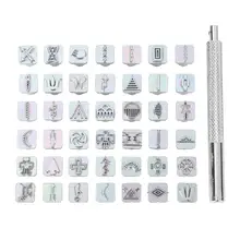 Acier au carbone 49 timbres estampage symbole ensemble bijoux Tandy cuir travail décoration outils mode maroquinerie décoration(China)