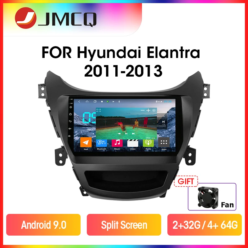 JMCQ Car Radio For Hyundai Elantra Avante I35 2011-2013 Multimedia Player 2 din Android 9.0 GPS Navigaion Split Screen Head unit