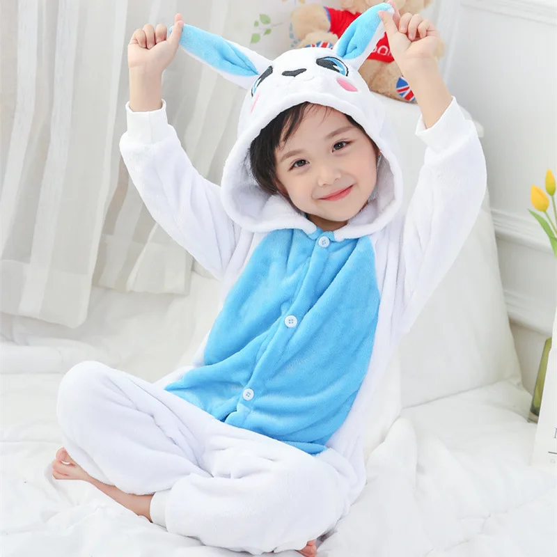 Kids Boy Girl Rabbit Costume Kigurumi Cartoon Animal Halloween Fancy Children Cosplay Dress Pajama