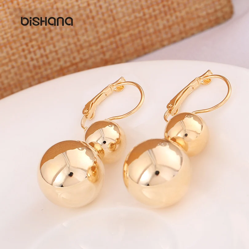 

New design fashion drop earrings geometry metal creative exaggeration earrings for women gold sliver color ball jewelry ae0732