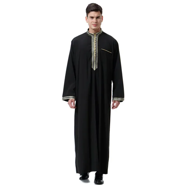 Black Jubba Thobe Модная мужская одежда в исламском стиле; ropa hombre arabe; Саудовская Аравия; abaya oman; мужская одежда в исламском стиле; musulman ropas de hombre kleding mannen - Цвет: Black Jubba Thobe