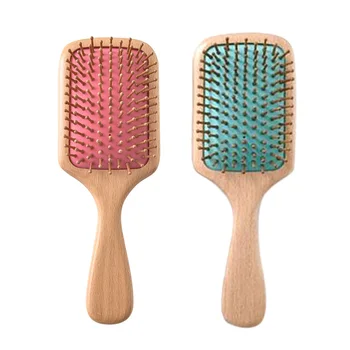

Natural Wooden Detangling Hair Brush - Designed for All Hair Types - Wooden Comb and Gift Box Included