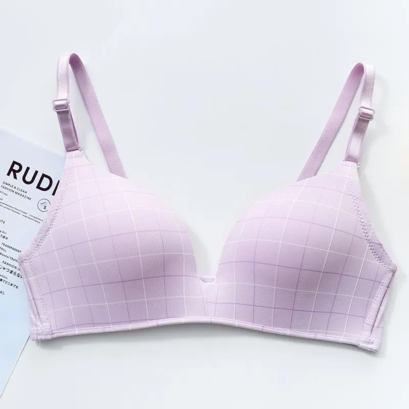QZ Women New Beautiful Back Bra Thin Section Lattice Smooth Bra No Trace No Steel Ring Gather Sleep Bra Adjusted-straps Bra - Цвет: QZ