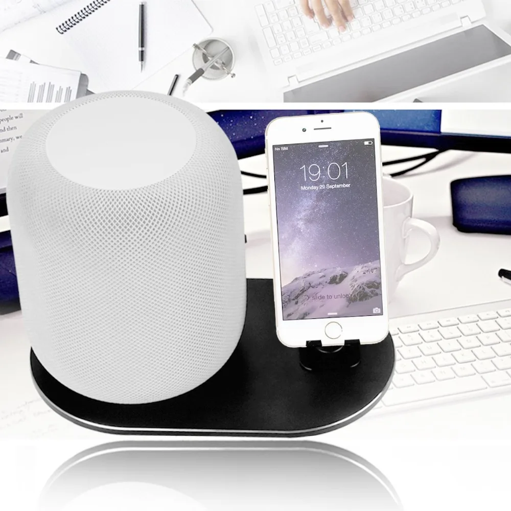 HomePod Dock, алюминиевый сплав Coaster Homepod ударопрочный Противоскользящий коврик подставка совместима с Apple HomePod динамик серебристый черный