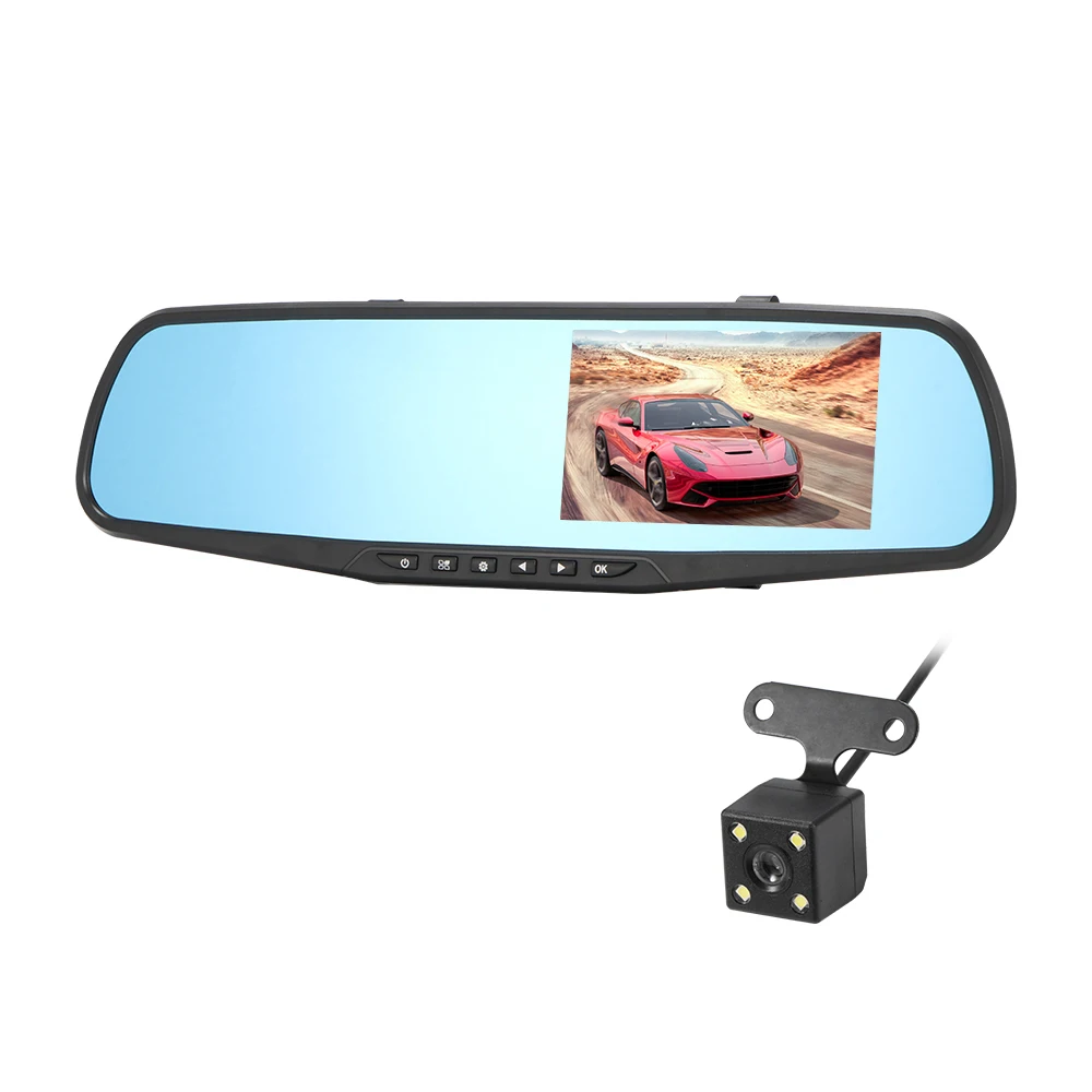 4,3 ''HD Автомобильный видеорегистратор, видеорегистратор с двумя объективами, Автомобильный видеорегистратор, видеорегистратор, камера, видеорегистратор, переднее зеркало заднего вида, цифровой