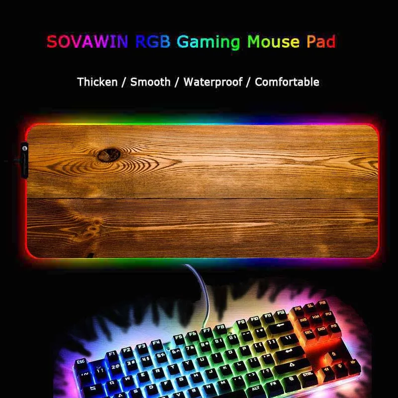 XGZ игровой коврик для мыши RGB большой коврик для мыши текстура древесины Коврик Для Мыши Компьютерный коврик для мыши светодиодная подсветка Поверхность Коврик для клавиатуры