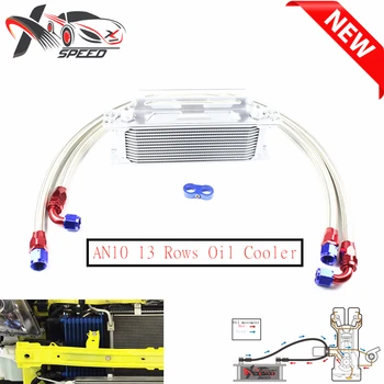 

Universal 13 row oil cooler AN10 13 rows engine radiator + Nylon stainless oil hose XXUOL13-3SL/BK