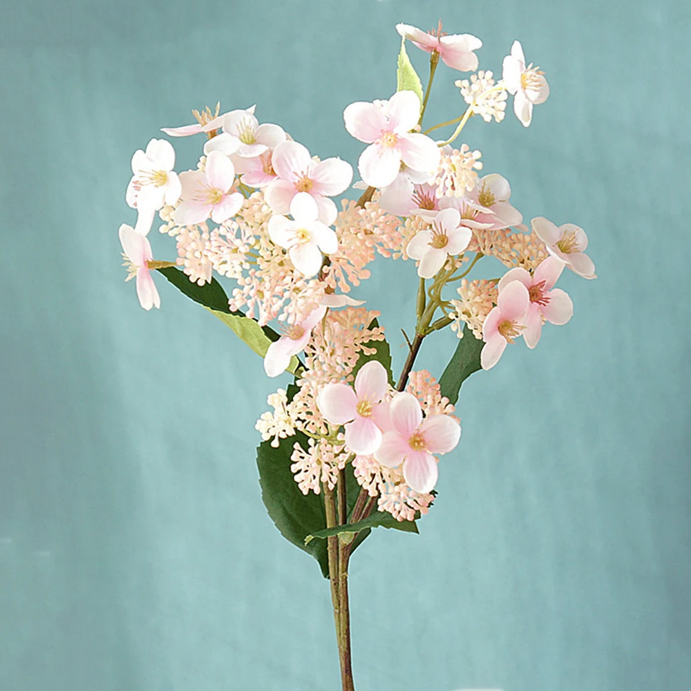 Artificial Flowers 67cm Hydrangea Silk Faux Sakura Fake Green Plant With Seeds For Thanksgiving Home Flower Arrangement Decor