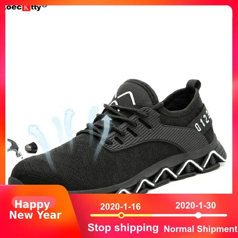 

Men's Outdoor Breathable Mesh Light & Comfortable Steel Toe Protective Work Shoes Boots Men Summer Puncture Proof Safety Shoes
