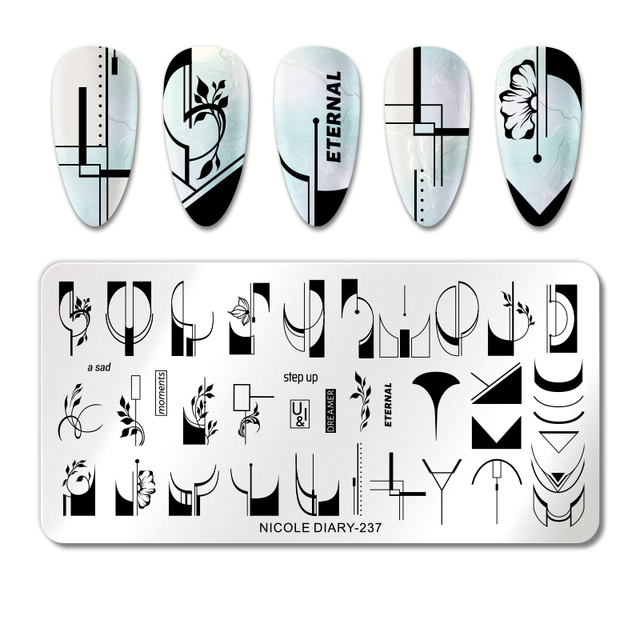 DIARY Line Flower Nail Stamping Plates Chinese Style Letter Pattern Nail Art Stamp Templates Face Leaf Printing Stencil