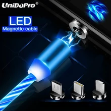 Светодиодный течет Магнитный Зарядное устройство Кабельное освещение до блестящие провод для Samsung S10 S9 S8 Примечание 10 Xiaomi Mi 9T huawei Коврики 30 20 Pro телефоны