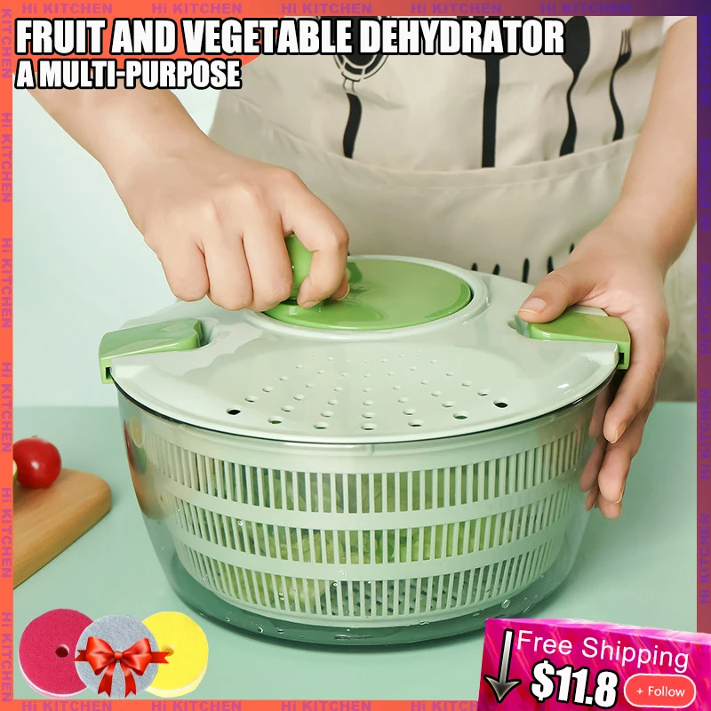 Salad Dehydrator Vegetables Spinner Dryer Manual Swing Dewatering Tool