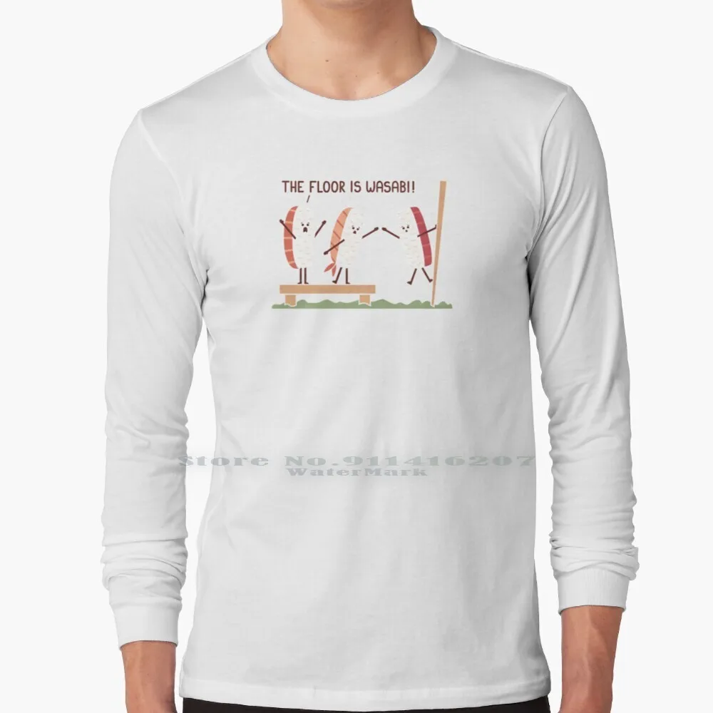 Wasabi T Shirt 100% Puro Cotone Sushi Pavimento Lava Cibo Wasabi Divertente Gioco Carino Bambini Teo Zirinis