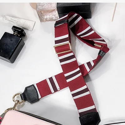 Striped wine red Сумка с широким ремнем на плечо аксессуары для женщин Сумка ремень сумка для камеры Полосатый ремень сменная сумка на плечо регулируемые длинные сумочки - Цвет: Striped wine red