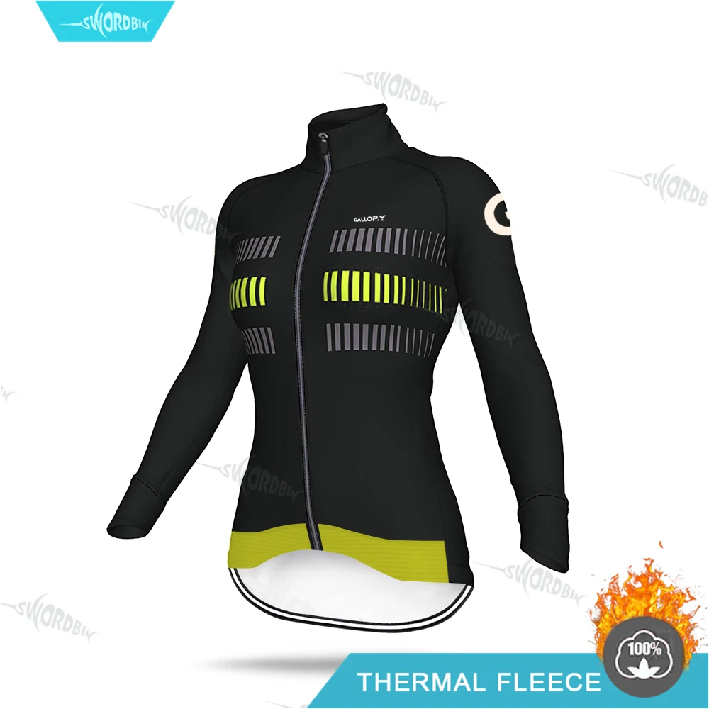 Cycling Jersey Женская велосипедная Джерси с длинным рукавом комплект Женская зимняя велосипедная одежда ALEing модная дорожная велосипедная теплая рубашка Pro зимняя термо флисовая - Цвет: Cycling Jersey