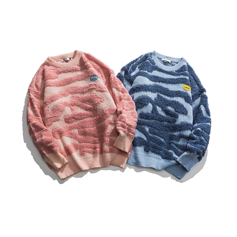 

2021 Men's Fall Round Neck Pullover Coral Fleece Sweater