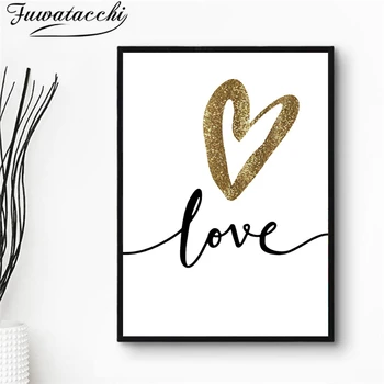 

Fuwatacchi Wall Art Love Heart Paintings Modern Abstract Picture Prints and Posters Canvas Paintings for Home Living Room Decor
