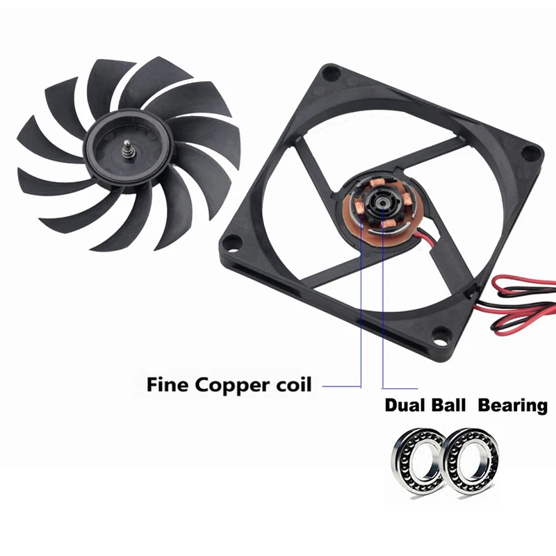 GDSTIME DC 5V 12V 24V(8 см), 80x80x10 мм 8010 2-контактный двойной шариковый подшипник бесщеточный вентилятор Cooler вентиляторы