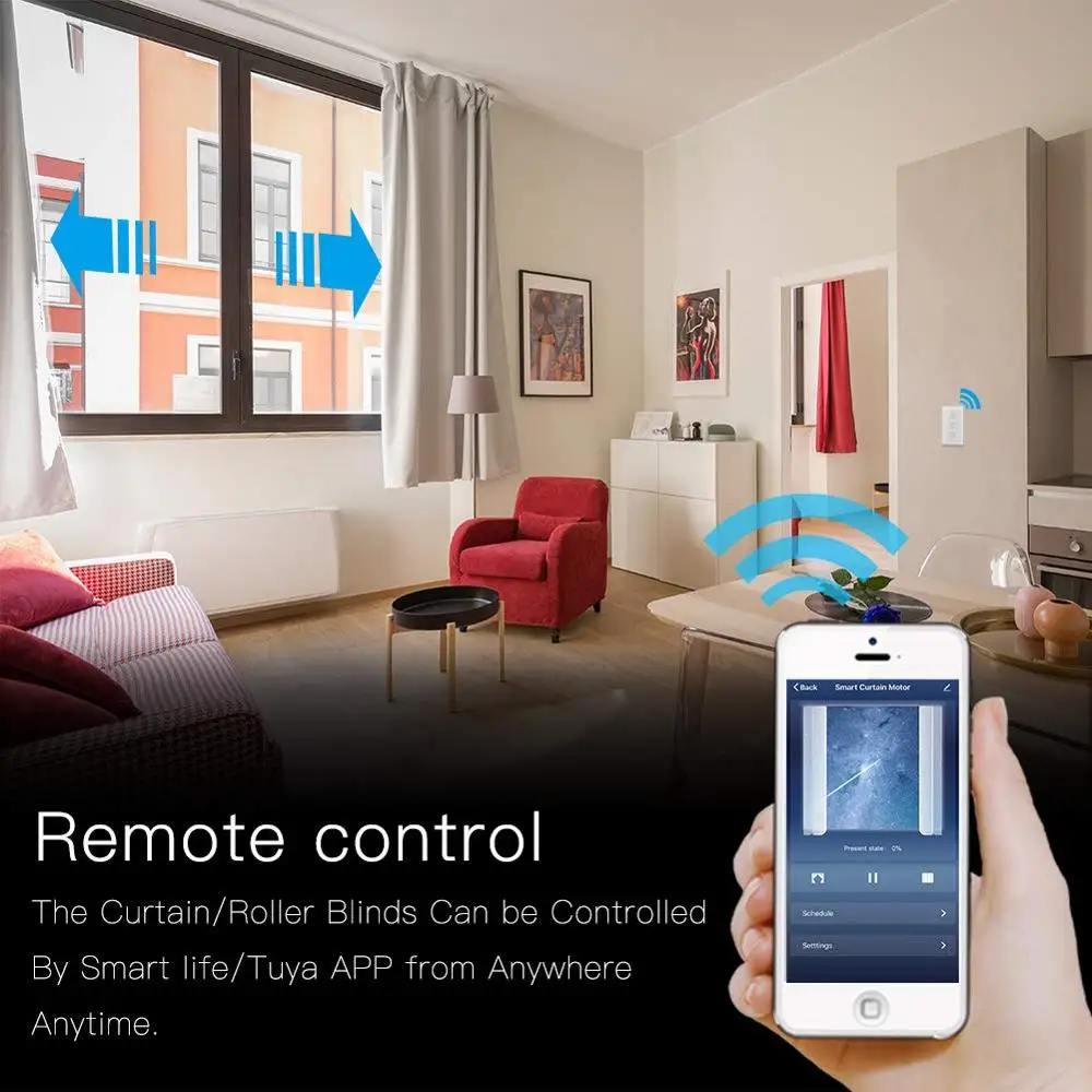 SUPLO US Smart WiFi Curtain Switch Touch APP Remote Control Works with Alexa and Google Home or Electrical Roller Blinds