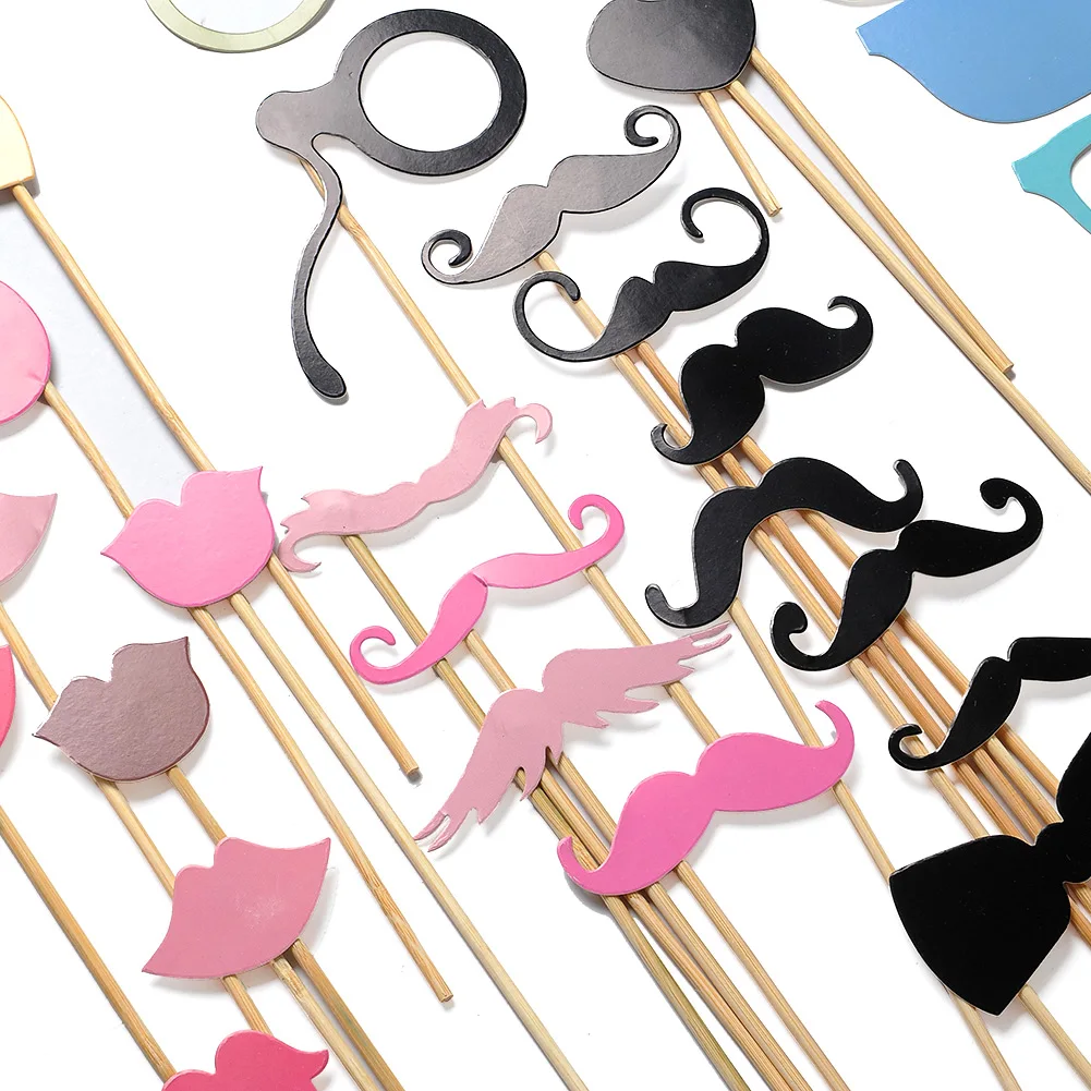 36PCS New Masks Photo Glasses Props Mustache On A Stick Wedding Birthday Party