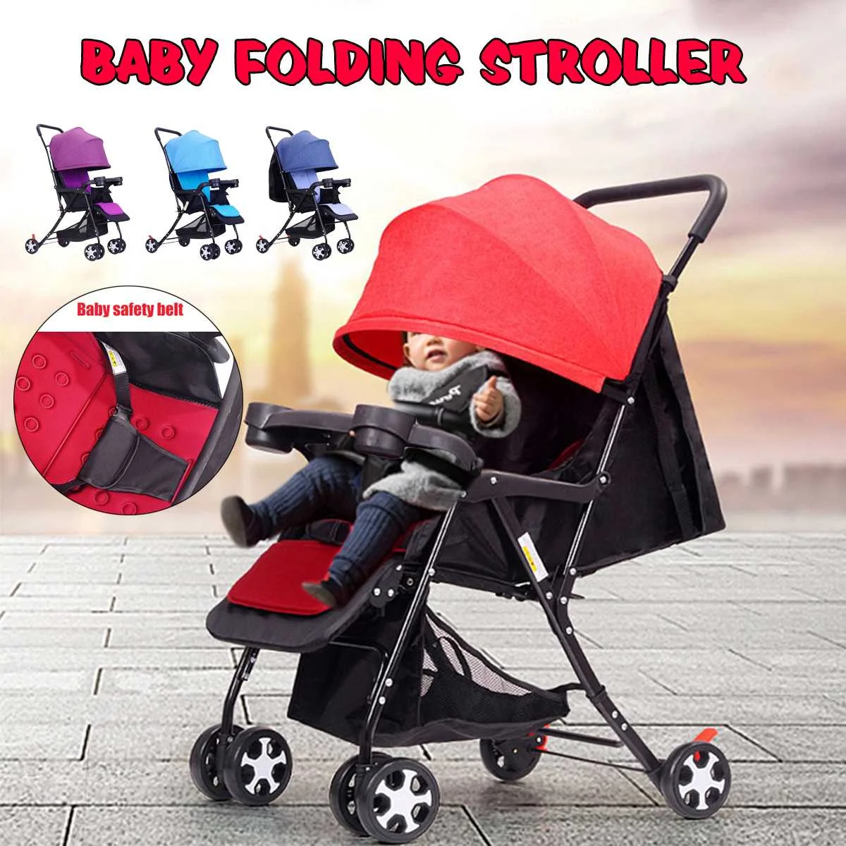 

Bioby Multifunctional 3 in 1 Baby Stroller High Landscape Stroller Safety Gold Baby Carriage Newborn Stroller for 0-36 months