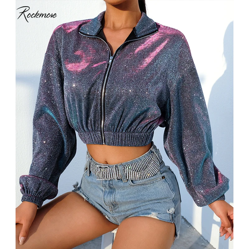 

Rockmore Plus Size Zipper Turtleneck Coat Women Long Sleeve Autumn Overcoats Oversized Outwear Femme Cropped Coat Jackets Fall