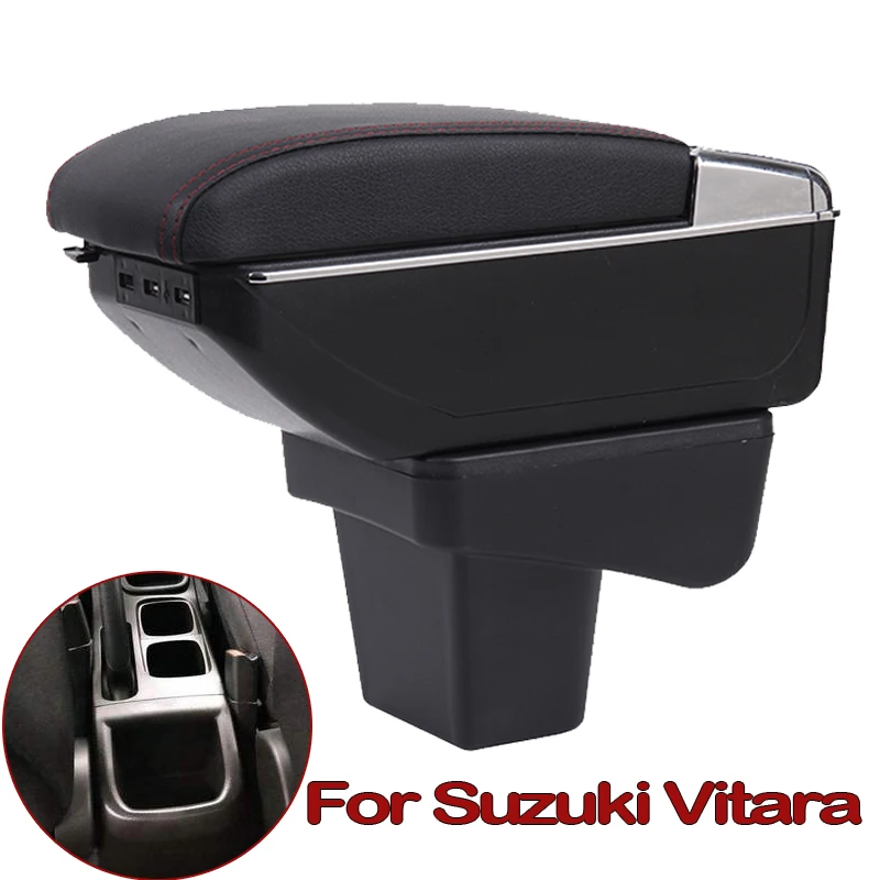 Двухслойный подлокотник для Suzuki Vitara, коробка для хранения с пепельницей, подстаканник, аксессуары, Русская версия