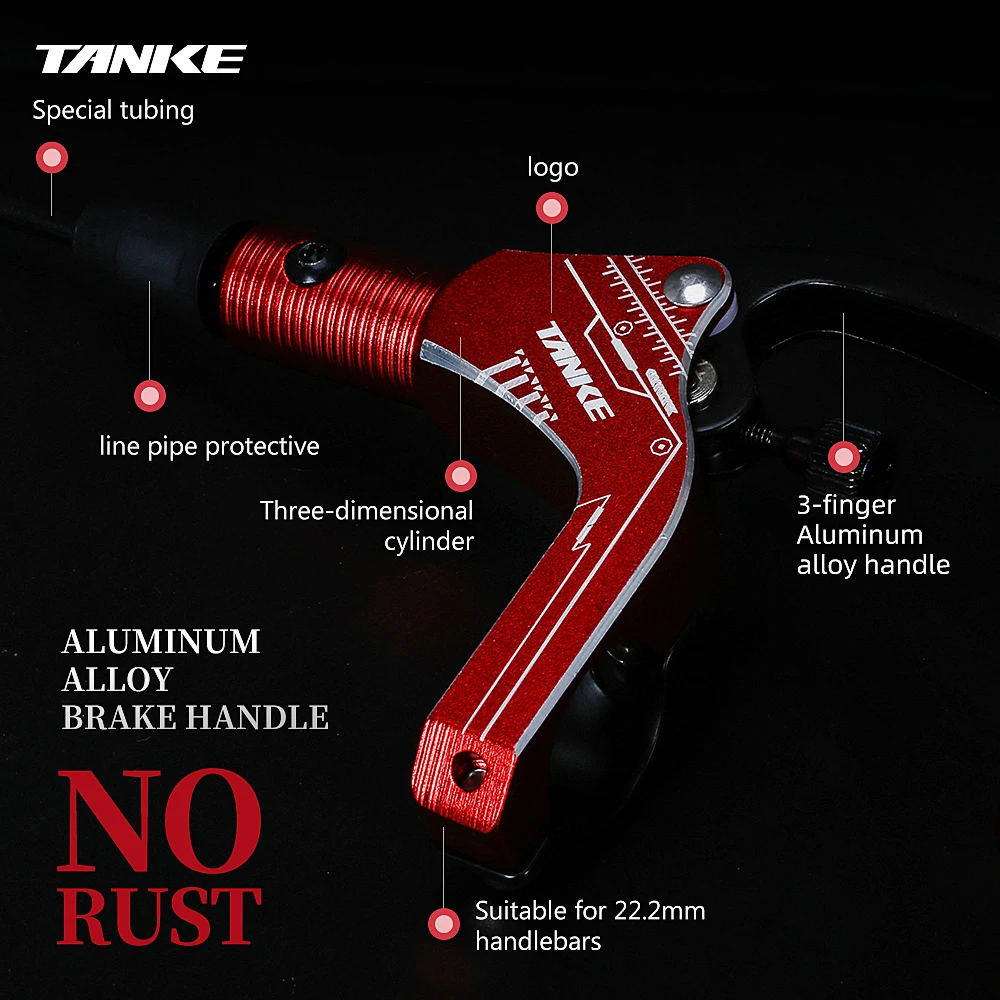 TANKE MTB Bike Hydraulic Disc Brake Set 160mm Rotors Oil Calliper Plate Front Rear Mountain Bicycle Clamp 22.2mm Handle A Pillar
