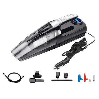 

4-In-1 Car Handheld Vacuum Cleaner With Digital Tire Inflator Pump Pressure Gauge Led Light Vacuum Cleaner For Home Car