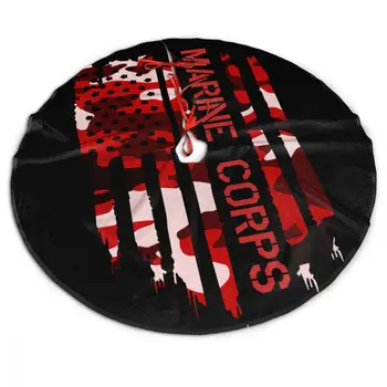 

American Flag US Navy Christmas Tree Skirt Soft Red and Black Plaid Mat For Xmas Party Decoration Holiday Decor Indoor Outdoor