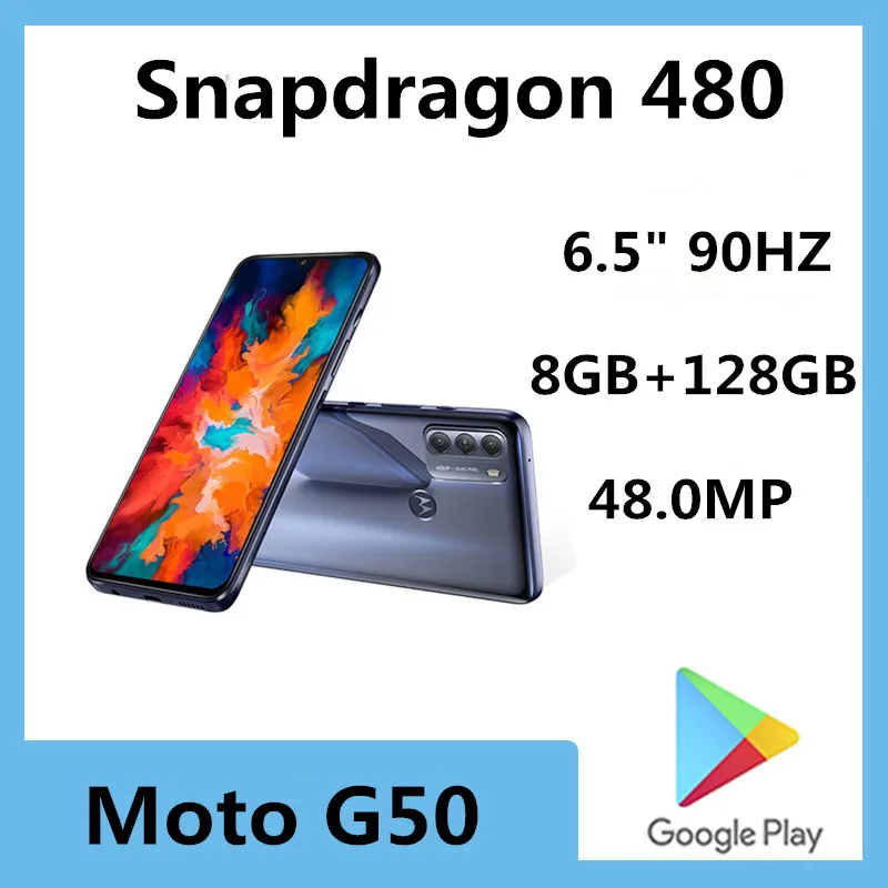 Оригинальный телефон Motorola Moto G50 Φ камера 48 МП 5000 мАч экран 6 5 дюйма 90 Гц Snapdragon 480 8 Гб