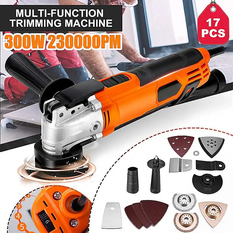 

220V Variable Speed Electric Multifunction Oscillating Tool Kit 300W Multi-Tool Power Tool Electric Trimmer Saw Accessories Tool