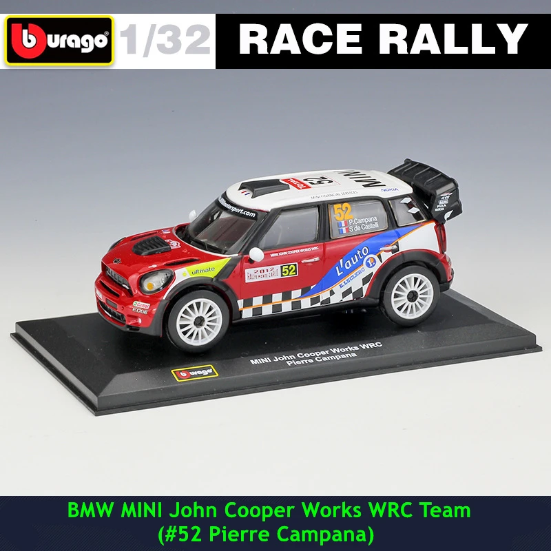 

Bburago 1:32 BMW MINI #52 DS WRC Rally Racing Alloy Model Car model Collecting gifts