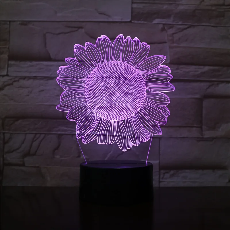 

3D-2810 Sun Flower 7/16 Colors Table Lamp Led Night Light for Kids Gift Home Decor Novelty Lighting Romantic Atmosphere