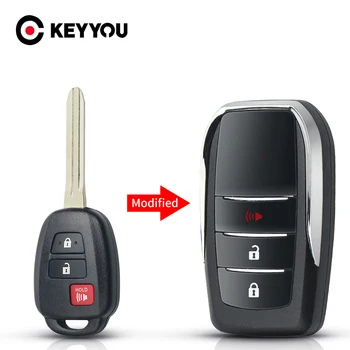 

KEYYOU Modified Flip Replacement Key Case For Toyota Prius RAV4 Camry Camry Flip Remote Car Key Shell Toy43 Uncut Blade Blank