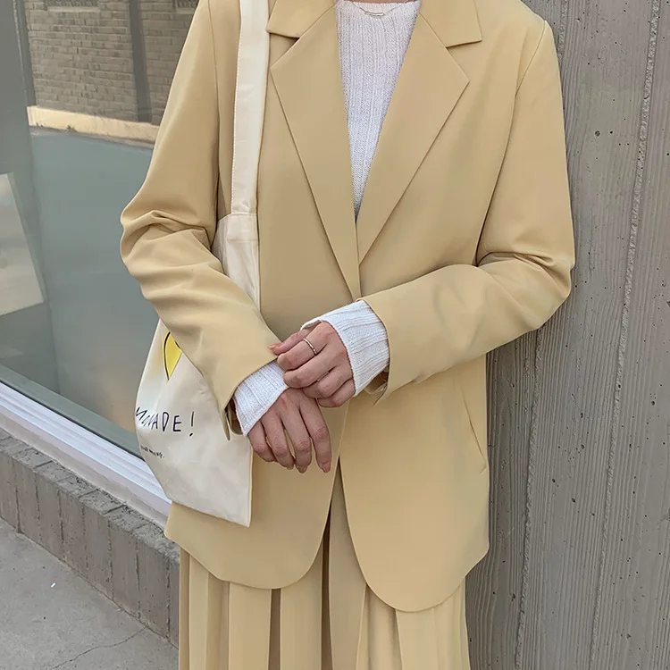 

Small suit female 2019 autumn temperament gentle color one button casual suit jacket women's commute