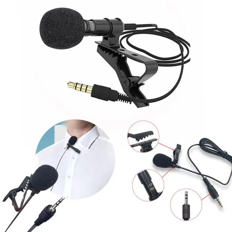 Micrófono de solapa con Clip, Mini conector de 3,5mm, Lavalier, manos libres, con cable para hablar, hablar, condensador de teléfono