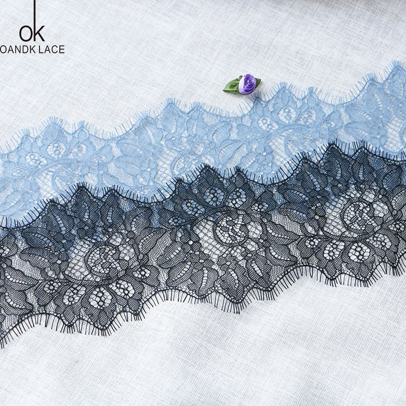 

3 yard 14 cm eyelash lace fabric DIY decoration high quality soft nylon eyelash lace decoration wedding dress fabric