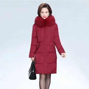 

women parka jacket down cotton clothes mother winter jacket coat long coat women thick jackets Big fur collar Hooded coats 6XL