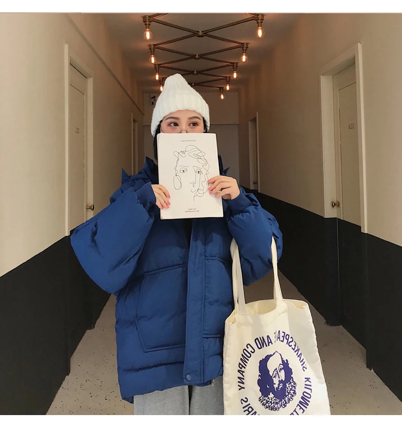 DiCloud Parkas Женское зимнее пальто более размера женские модные Свободные пиджаки Плюс Размер пуховая куртка Толстая черная синяя верхняя одежда