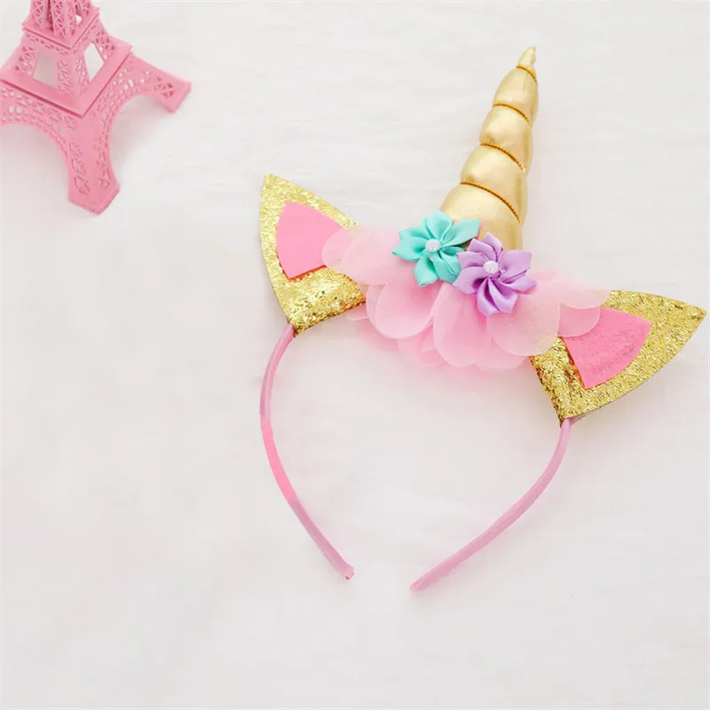 Платье с единорогом для девочек возрастом от 3 до 8 лет, новогодняя праздничная одежда Детские разноцветные Бальные платья принцессы до колена без крыльев - Цвет: headband