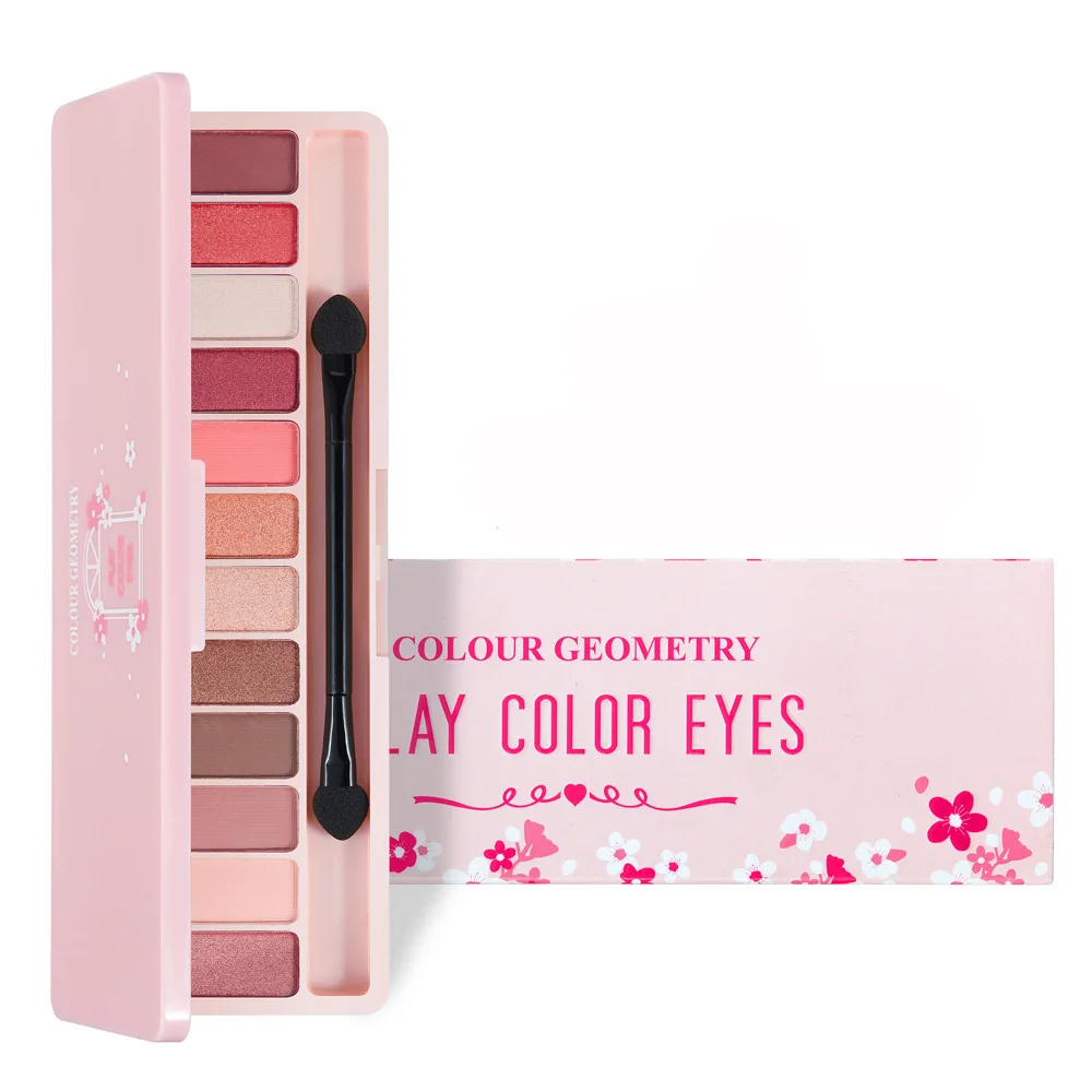 

Color Geometry Twelve-Color Matte Nude Makeup Earth Color Eyeshadow Compact Waterproof Not Smudge Natural Eye Shadow