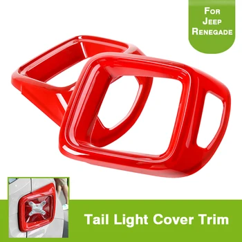 

2Pcs Car Exterior Parts Red Color Rear Tail Light Cover Trim For Jeep Renegade 2015 2016