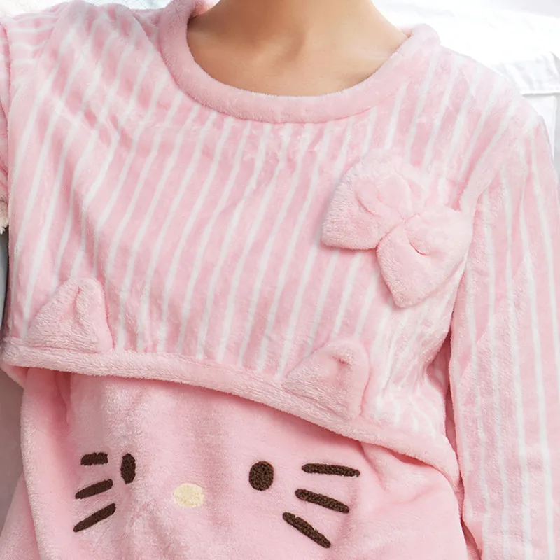 Фланелевая бархатная одежда для грудного вскармливания утепленная Пижама