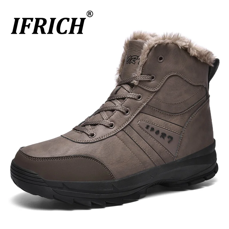 

New Stylish Men Ankle Boots Pointed Mens Winter Snow Boots with Fur Warm Heavy Boots Lace Up Casual Youth Shoes Big Size 48